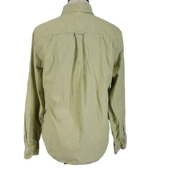 American Eagle Athletic Yellow Blue Striped Button Down Long Sleeve Shirt Size M - Picture 2 of 8